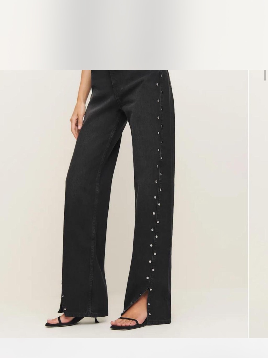 Reformation Black Straight Leg Jeans With Side Studded Detail